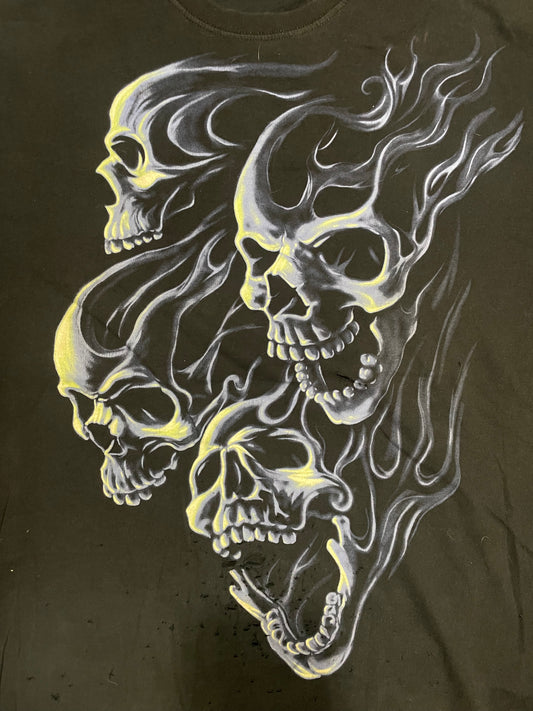 Blue Fiery Skulls Tee - Y2K