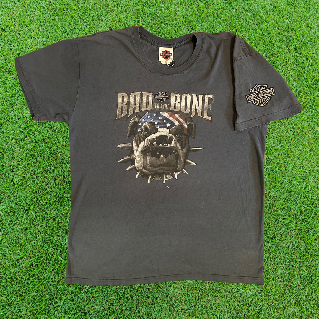 Harley Davidson Bad to the Bone English Bulldog Tee - Kansas City, MO (Size L)